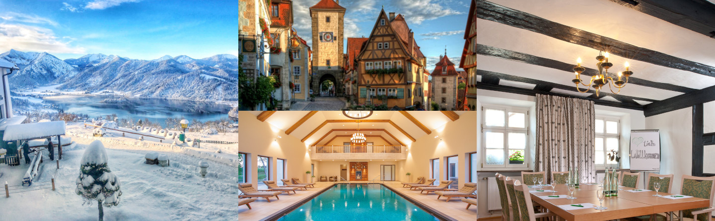 Schöner Seminarraum, Pool, Winterlandschaft und Altstadt